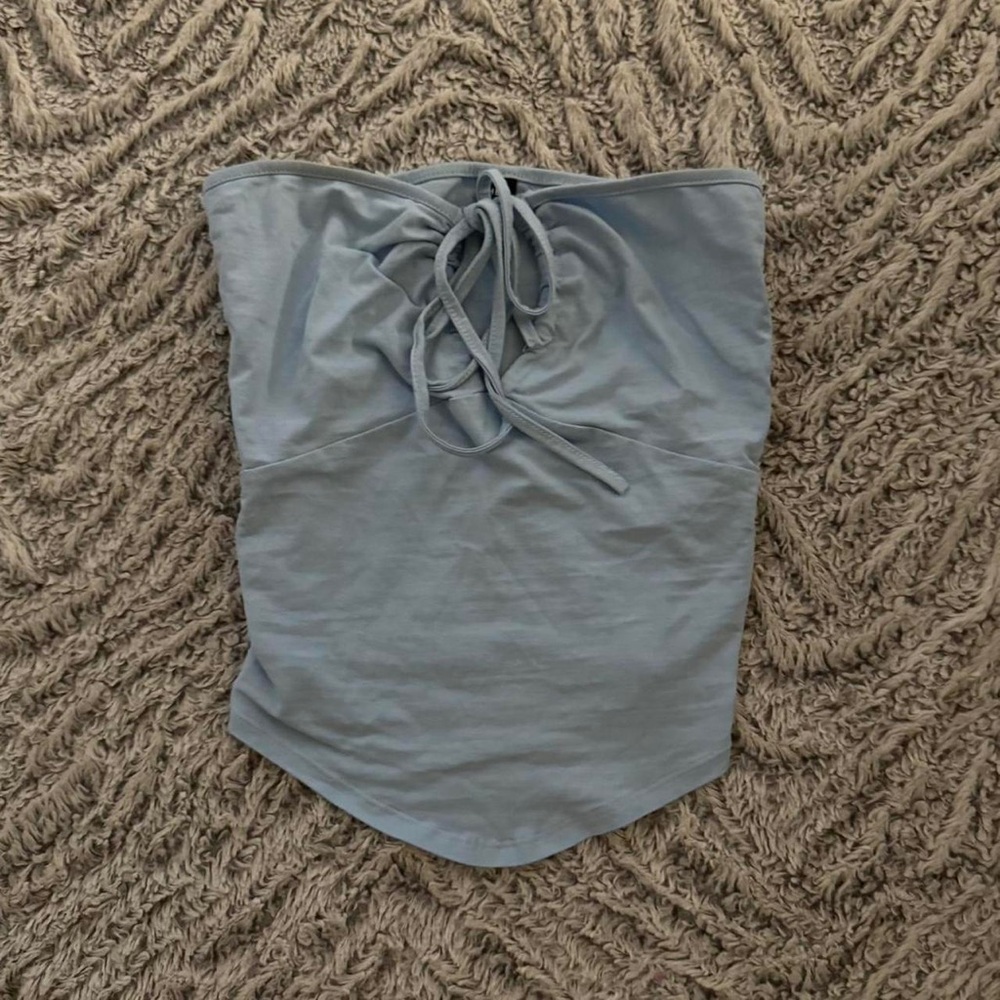 SHEIN Gray Sleeveless Strapless Tie Front Top